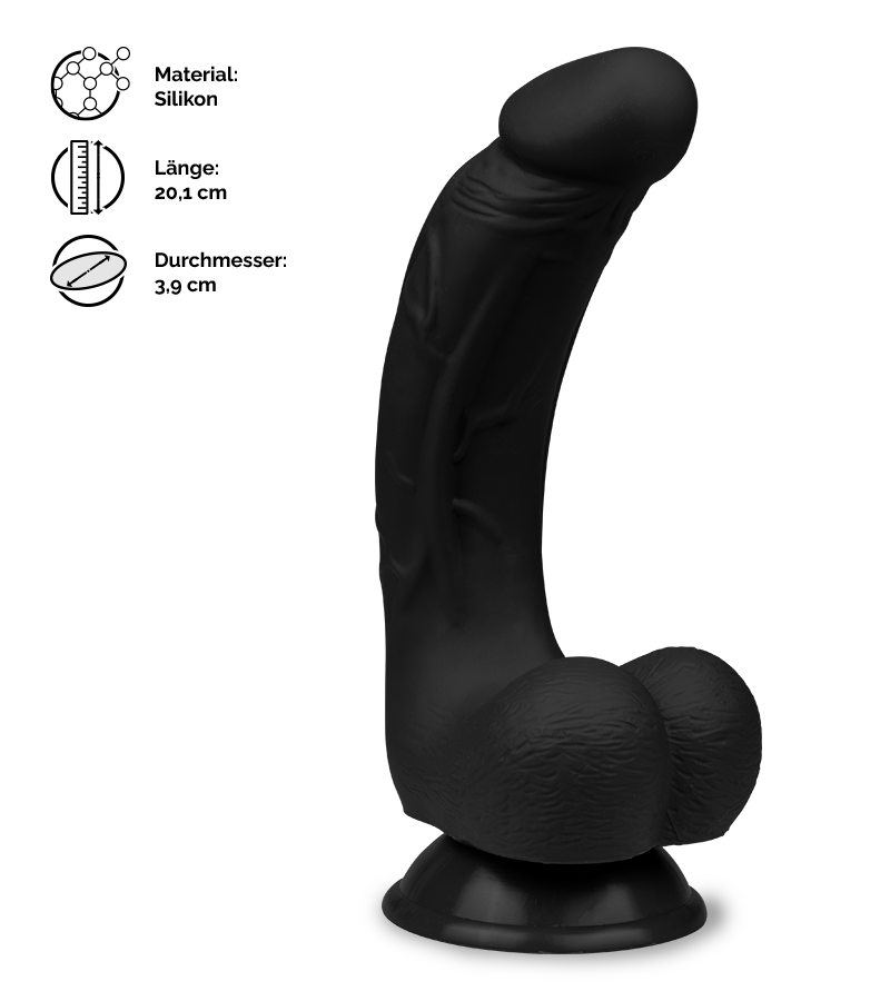 Gebogener Silikon-Dildo mit Saugnapf