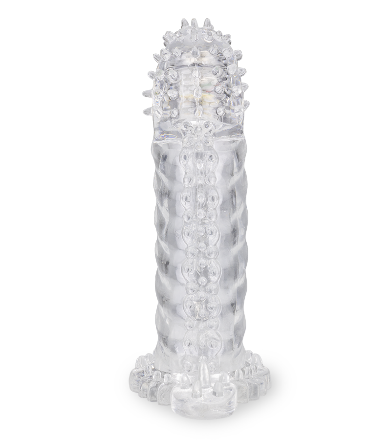 Genopptes Penis-Sleeve mit vibrierender Spitze