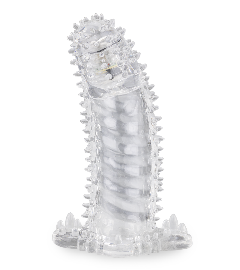 Genopptes Penis-Sleeve mit vibrierender Spitze