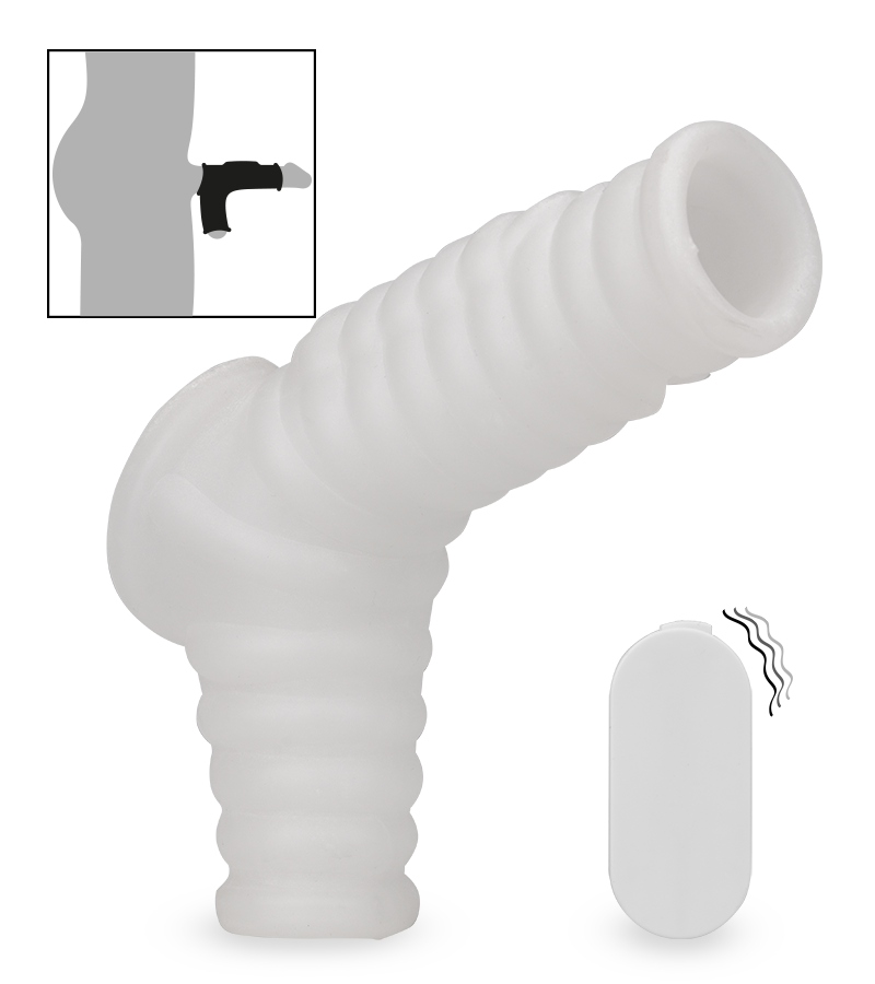 Gerippte Penismanschette mit Vibration Everest