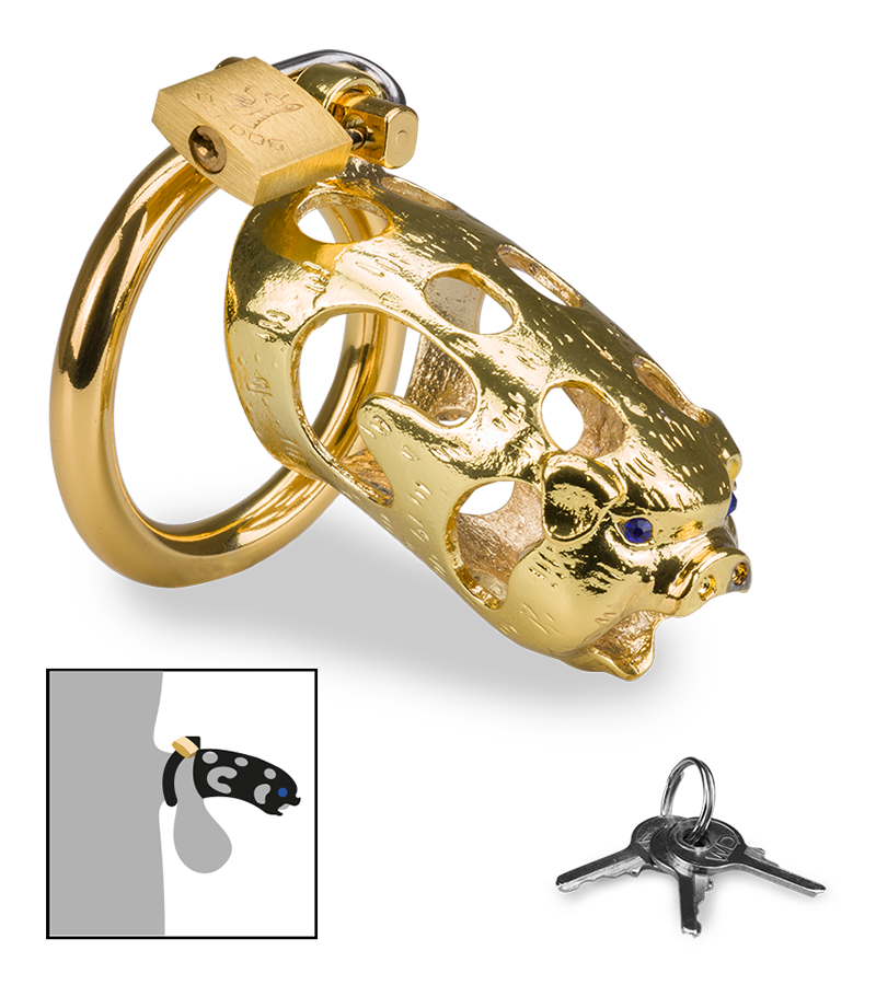 Goldfarbener Keuschheitsgürtel chinesische Astrologie Schwein