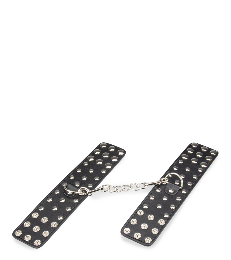Handschellen mit Nieten aus schwarzem Kunstleder