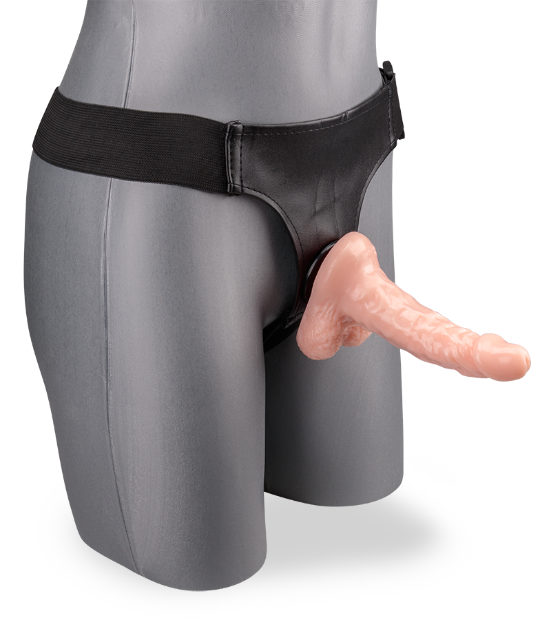 Hautfarbener Umschnalldildo mit O-Ring-Gurt