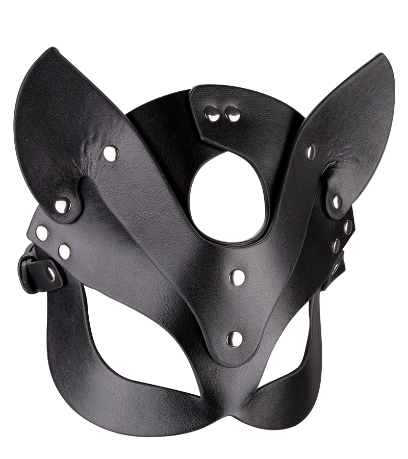 Katzenmaske aus Kunstleder mit Metallnieten