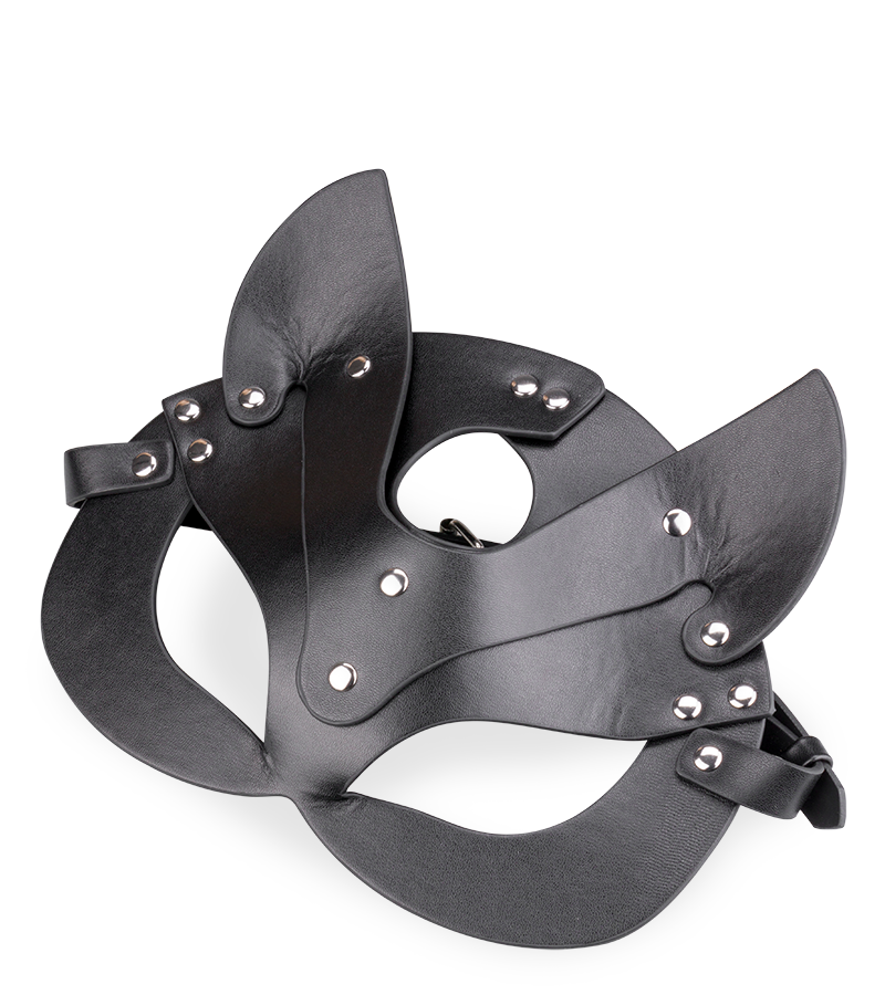 Katzenmaske aus Kunstleder mit Metallnieten