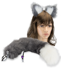 Laden Sie das Bild in den Galerie-Viewer, Katzenschwanz-Plug mit Katzenohren-Haarreif