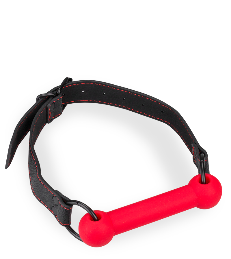 Knebel mit Beißstange aus Silikon und Kunstleder