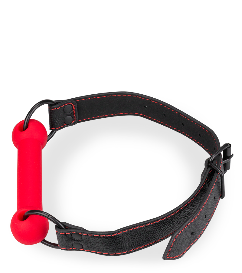 Knebel mit Beißstange aus Silikon und Kunstleder