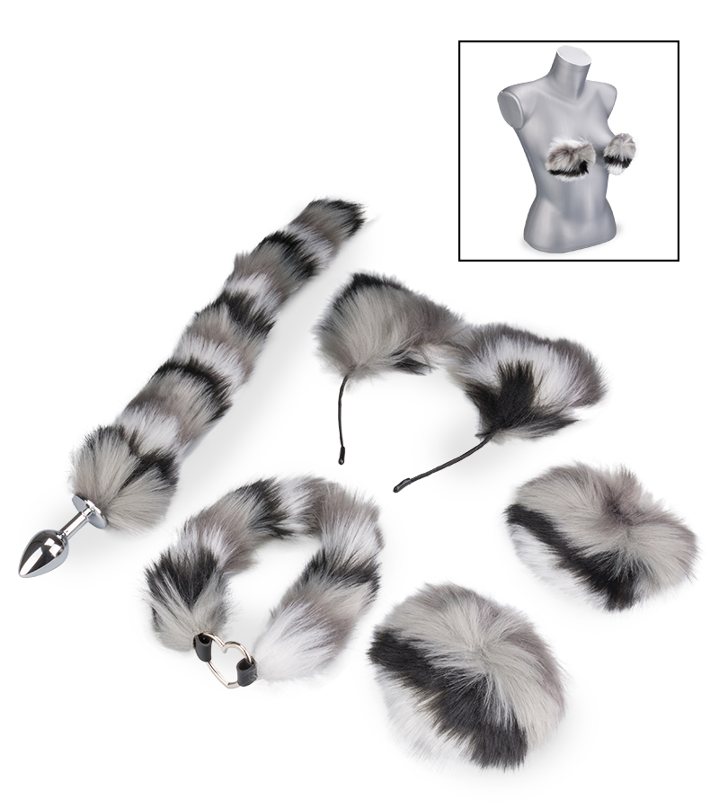 Kostüm-Set aus Kunstfell Katze