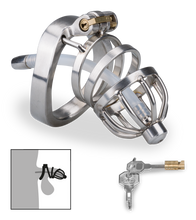 Laden Sie das Bild in den Galerie-Viewer, Kurzer Penis-Käfig mit Harnröhrenplug Judgment