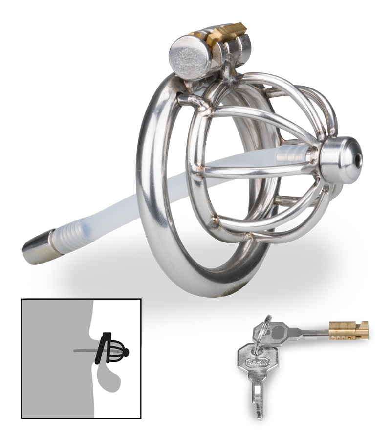 Kurzer Penis-Käfig mit Harnröhrensonde Repentance