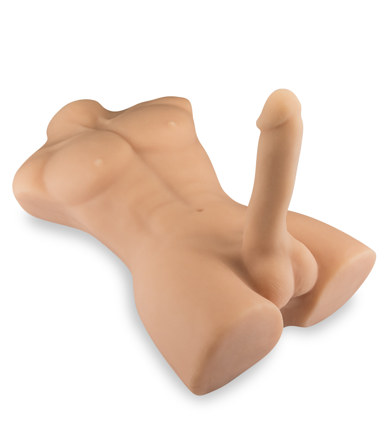 Männliche Silikonpuppe mit großem Dildo Theo