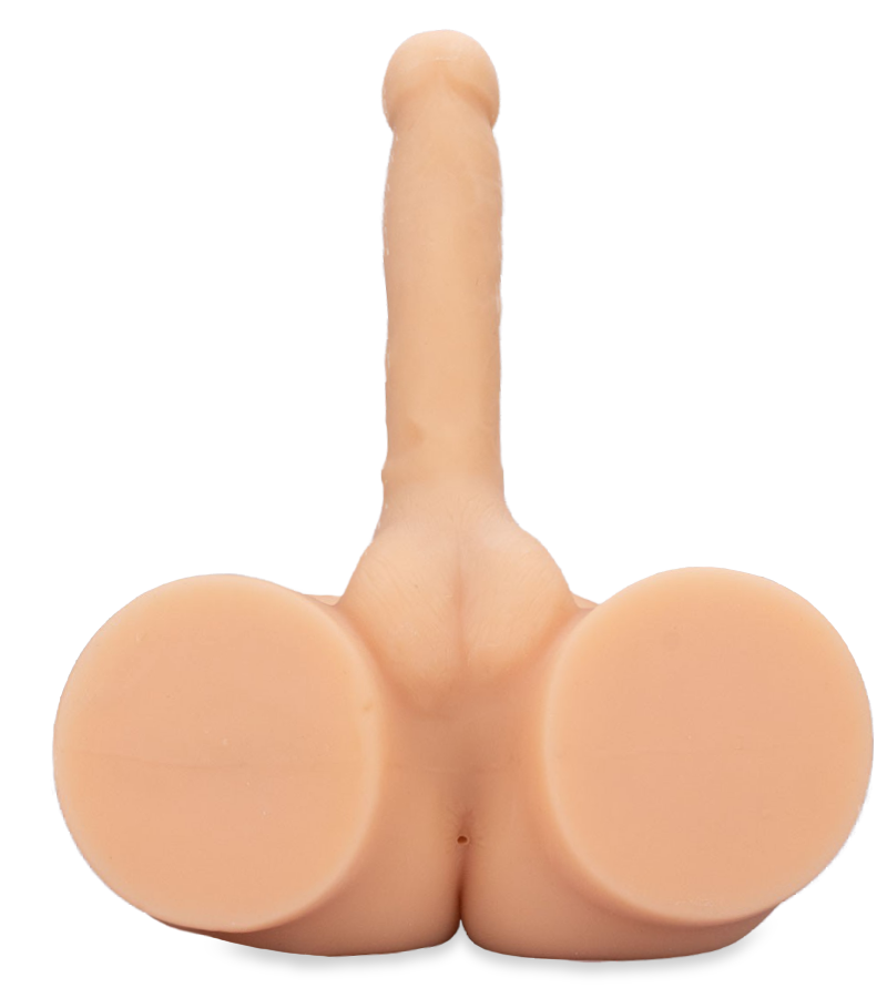 Männliche Silikonpuppe mit großem Dildo Theo