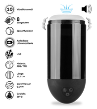 Laden Sie das Bild in den Galerie-Viewer, Masturbator mit Vibration und Saugfunktion Bullet Cup
