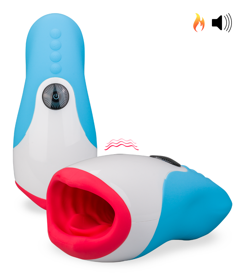 Mund-Masturbator mit Vibration und Heizung Blue Viper