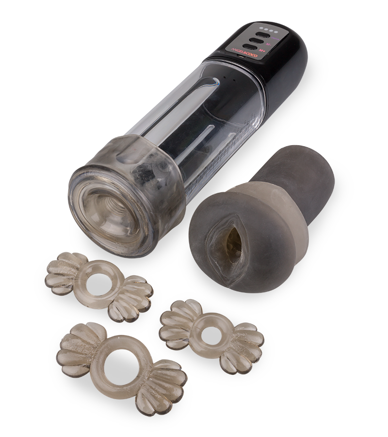 Penispumpen-Masturbator mit 3 Cockringen