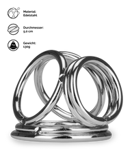 Laden Sie das Bild in den Galerie-Viewer, Penisring mit Hodenteiler aus Edelstahl Bondy