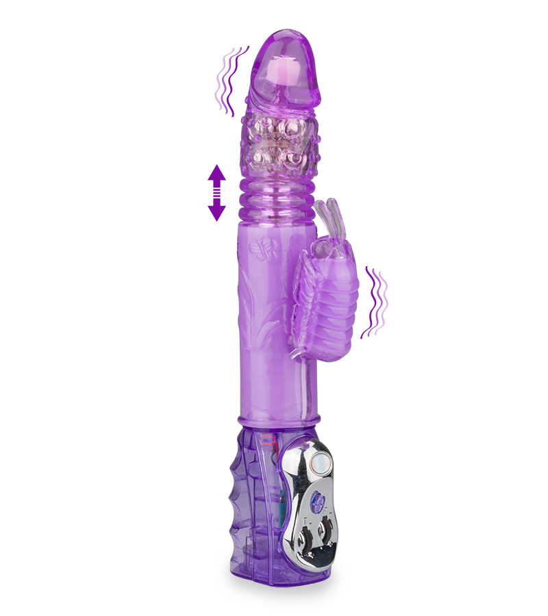 Pinker XL-Rabbit-Vibrator Butterfly mit Stoßfunktion