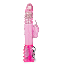 Laden Sie das Bild in den Galerie-Viewer, Pinker XL-Rabbit-Vibrator Butterfly mit Stoßfunktion