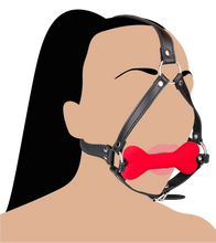 Laden Sie das Bild in den Galerie-Viewer, Puppy-Play-Kopfgeschirr mit Knebel aus Silikon 12,3 cm