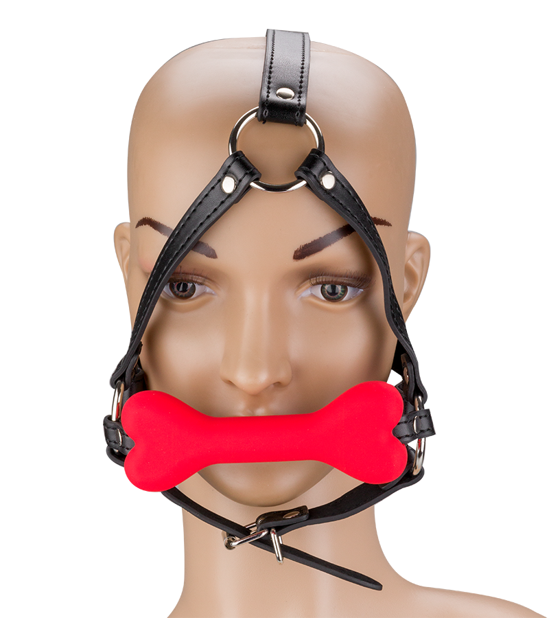 Puppy-Play-Kopfgeschirr mit Knebel aus Silikon 12,3 cm