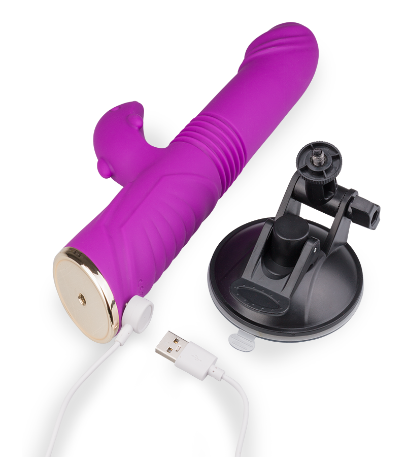 Rabbit-Vibrator mit Stoßfunktion und Saugnapf Flip