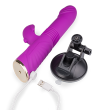 Laden Sie das Bild in den Galerie-Viewer, Rabbit-Vibrator mit Stoßfunktion und Saugnapf Flip