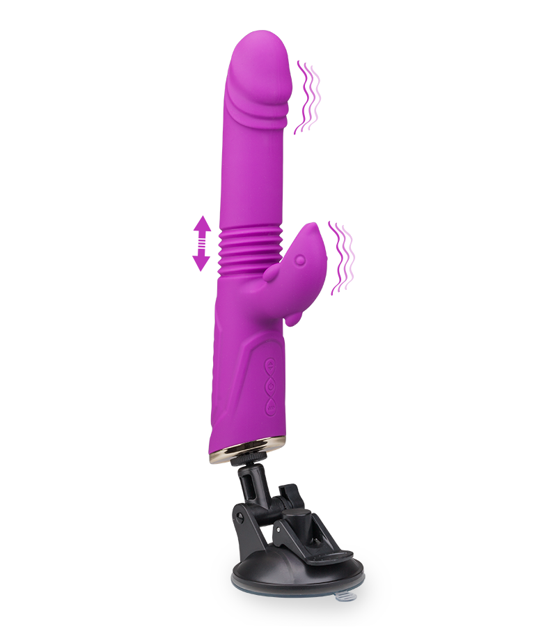 Rabbit-Vibrator mit Stoßfunktion und Saugnapf Flip