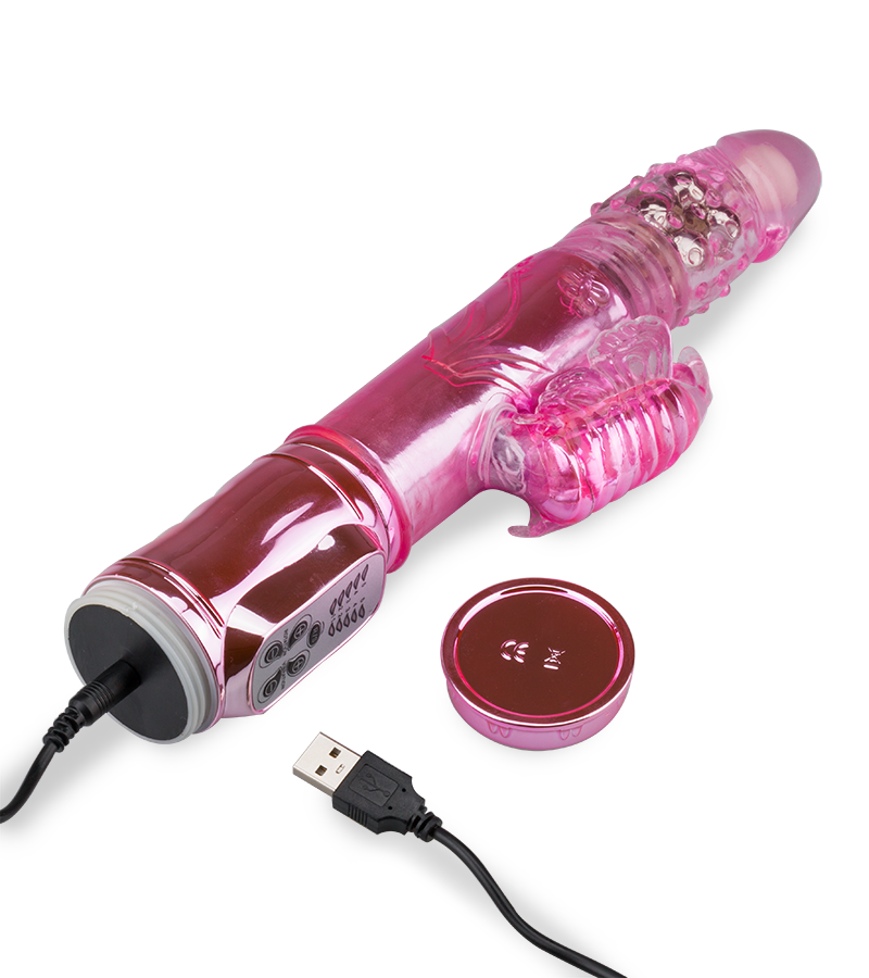 Rabbit-Vibrator XXL Deluxe mit USB und Stoßfunktion