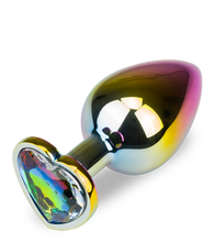 Laden Sie das Bild in den Galerie-Viewer, Regenbogenfarbener Rosebud-Analschmuck in Herzform M