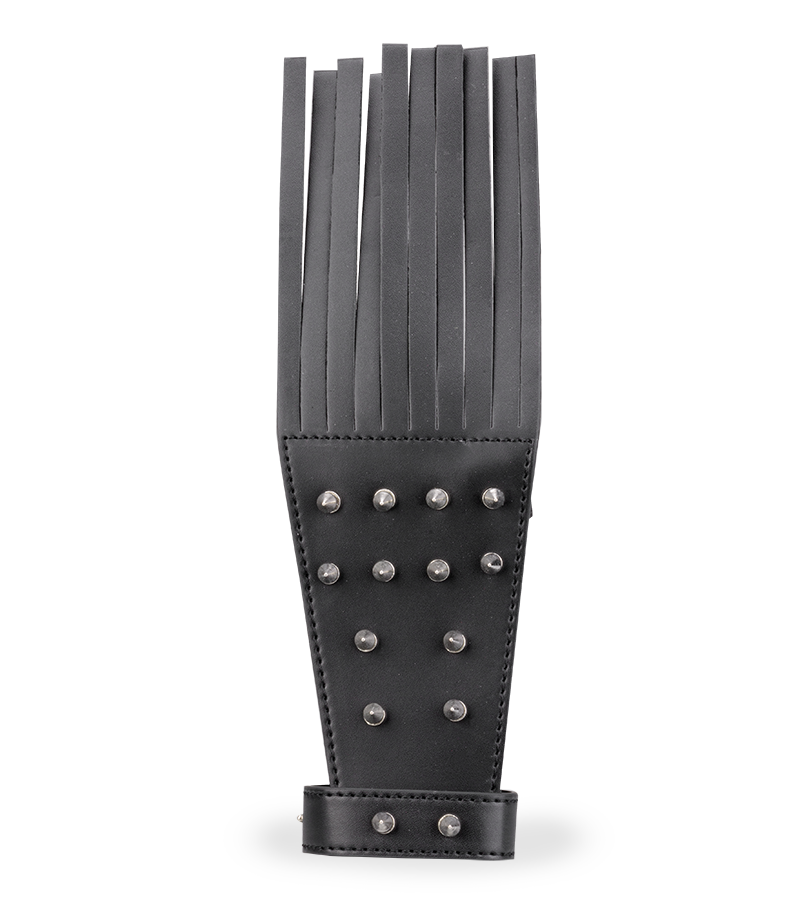 Riemen-Handschuh aus Kunstleder mit Stacheln