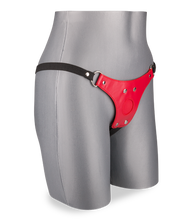 Laden Sie das Bild in den Galerie-Viewer, Roter Ledergurt für Strap-On-Dildo
