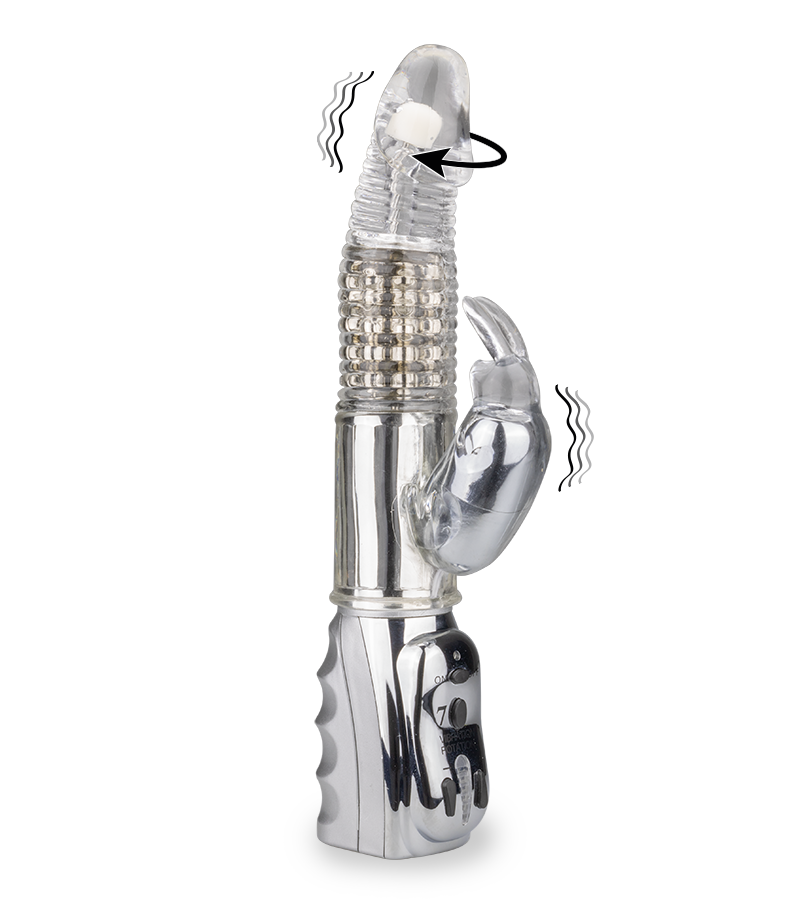 Rotierender Rabbit-Vibrator Silver Pleasure