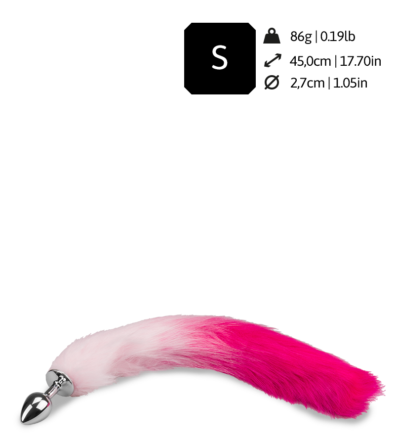 Schwanz-Plug mit Fuchsschwanz in Rosa und Pink