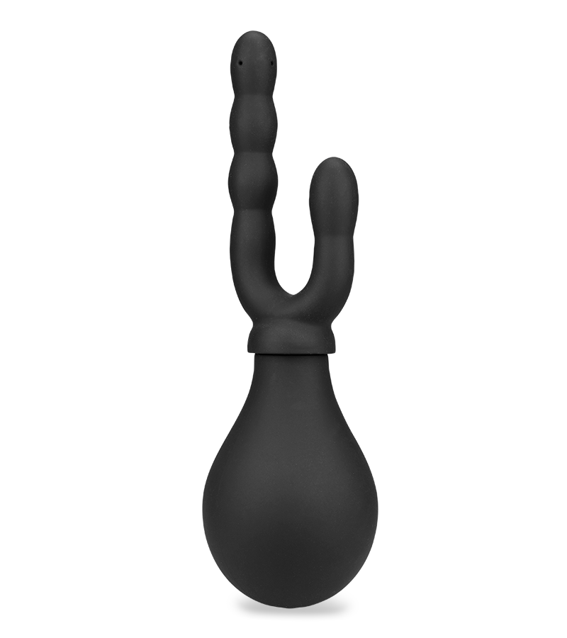 Schwarze Birnenspritze mit doppeltem Aufsatz