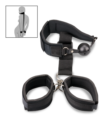 Set aus Ballknebel und Handfesseln