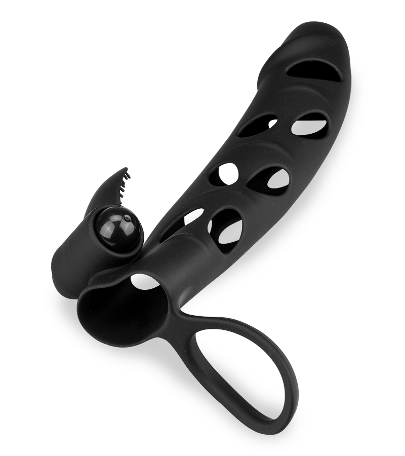 Silikon-Sleeve mit Hodenring und Vibro-Bullet