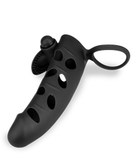 Laden Sie das Bild in den Galerie-Viewer, Silikon-Sleeve mit Hodenring und Vibro-Bullet