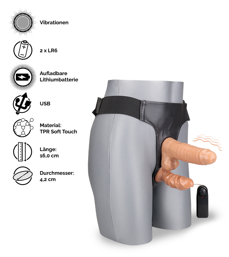 Strapon mit 2 Dildos und Vibration