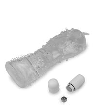 Laden Sie das Bild in den Galerie-Viewer, Transparente Penishülle mit Noppen &amp; Vibration