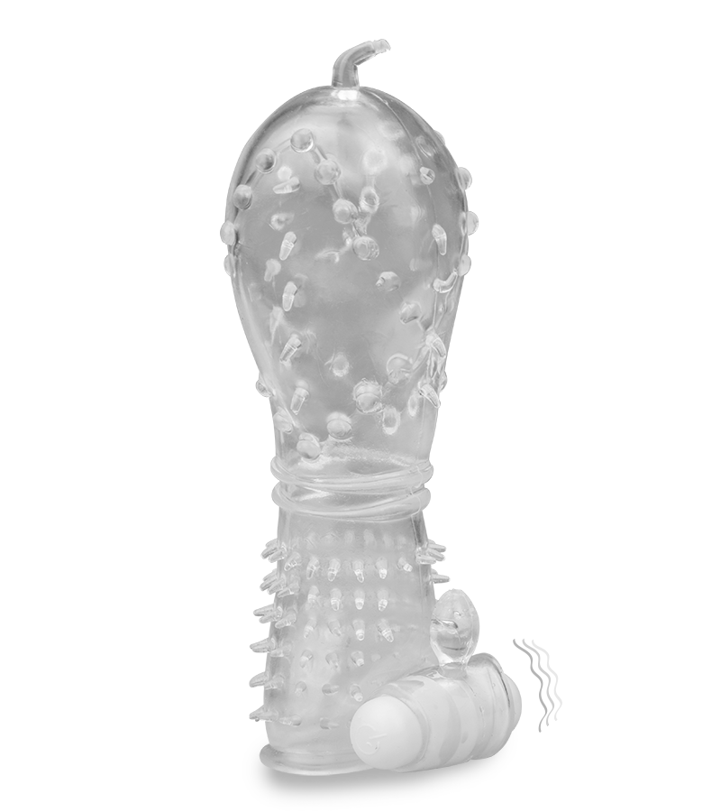 Transparente Penishülle mit Noppen &amp; Vibration