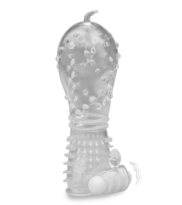 Transparente Penishülle mit Noppen & Vibration