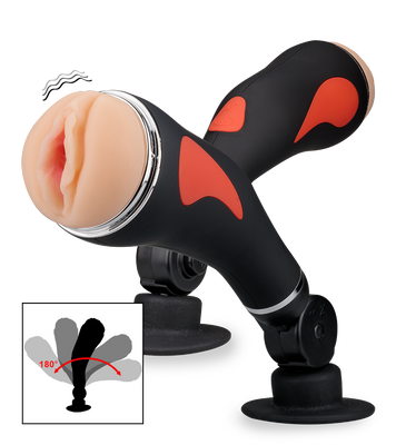 Vagina-Masturbator mit Vibrationsfunktion und Saugfuß
