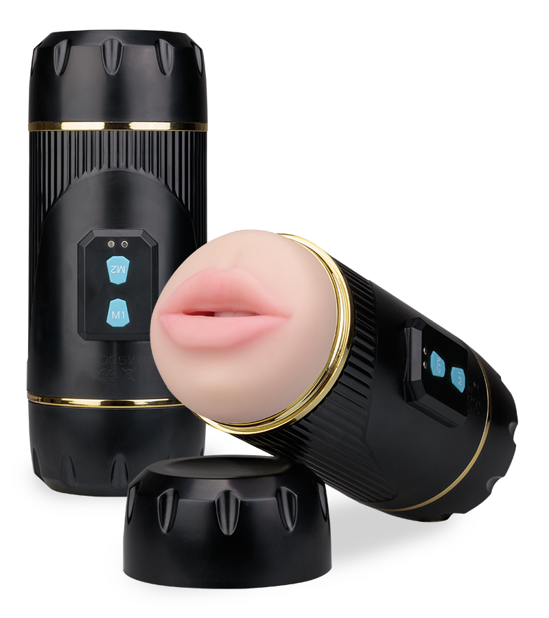 Vibrierender Masturbator mit Vagina und Mund Wild