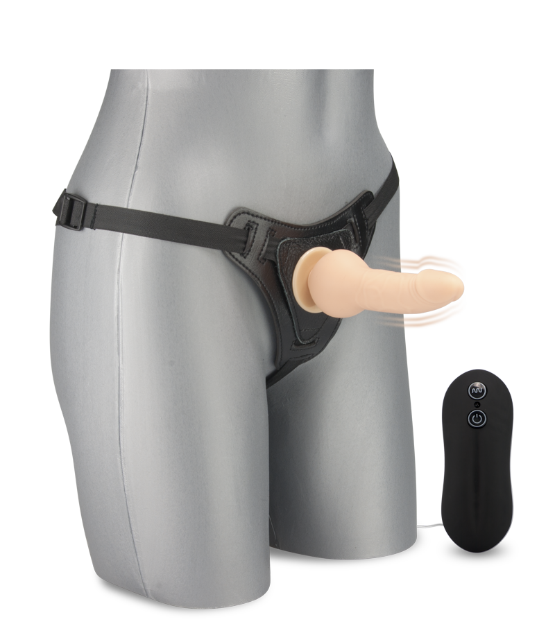 Vibrierender Strap-On-Dildo mit kugelförmiger Basis