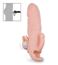 Laden Sie das Bild in den Galerie-Viewer, Vibro-Penishülle mit Anus- und Klitorisreizer
