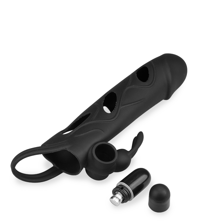 Vibro-Sleeve aus Silikon mit Rabbit-Reizer