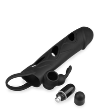 Laden Sie das Bild in den Galerie-Viewer, Vibro-Sleeve aus Silikon mit Rabbit-Reizer
